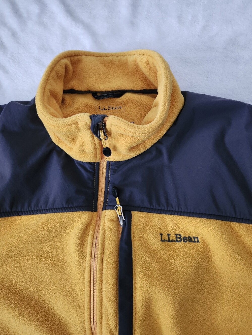 L.L. BEAN Men's Size XL Colorblock Polartec Fleece Sweater Jacket Grey Yellow - Picture 4 of 14